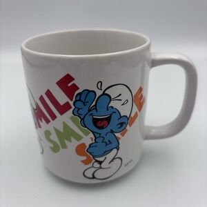 Smurfs Smile Mug 1981 Vintage Hanna-Barbera Wallace Berrie #7510 Laughing Smurf